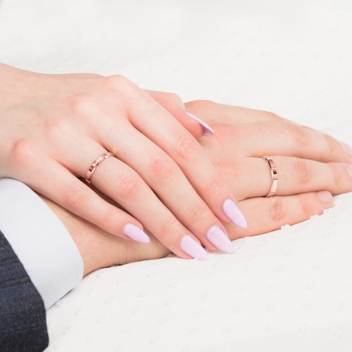 Obrączki ślubne: różowe złoto, z fazą, 3 mm